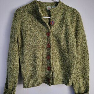 Vintage HWR Anthropologie 100% Wool Green Cardigan